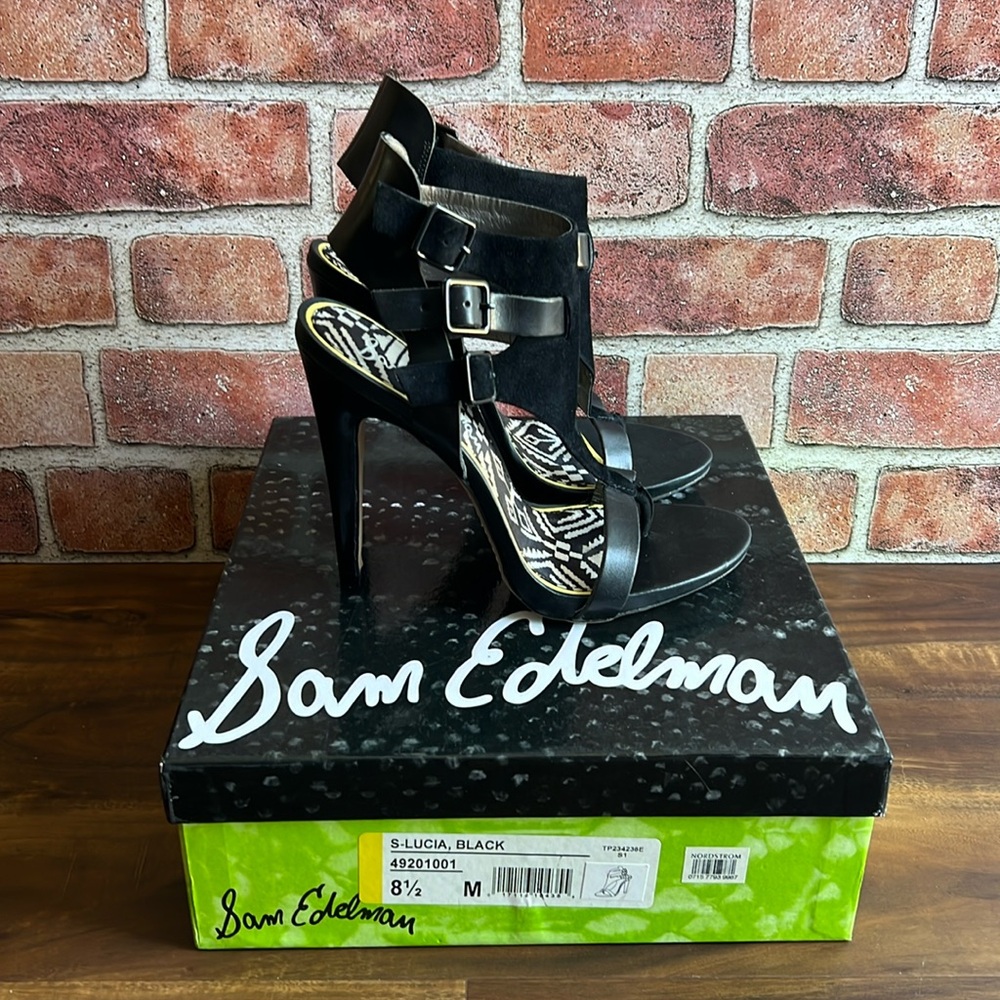 Sam Edelman Black Lucia leather stiletto- size 8.5 like new SR1